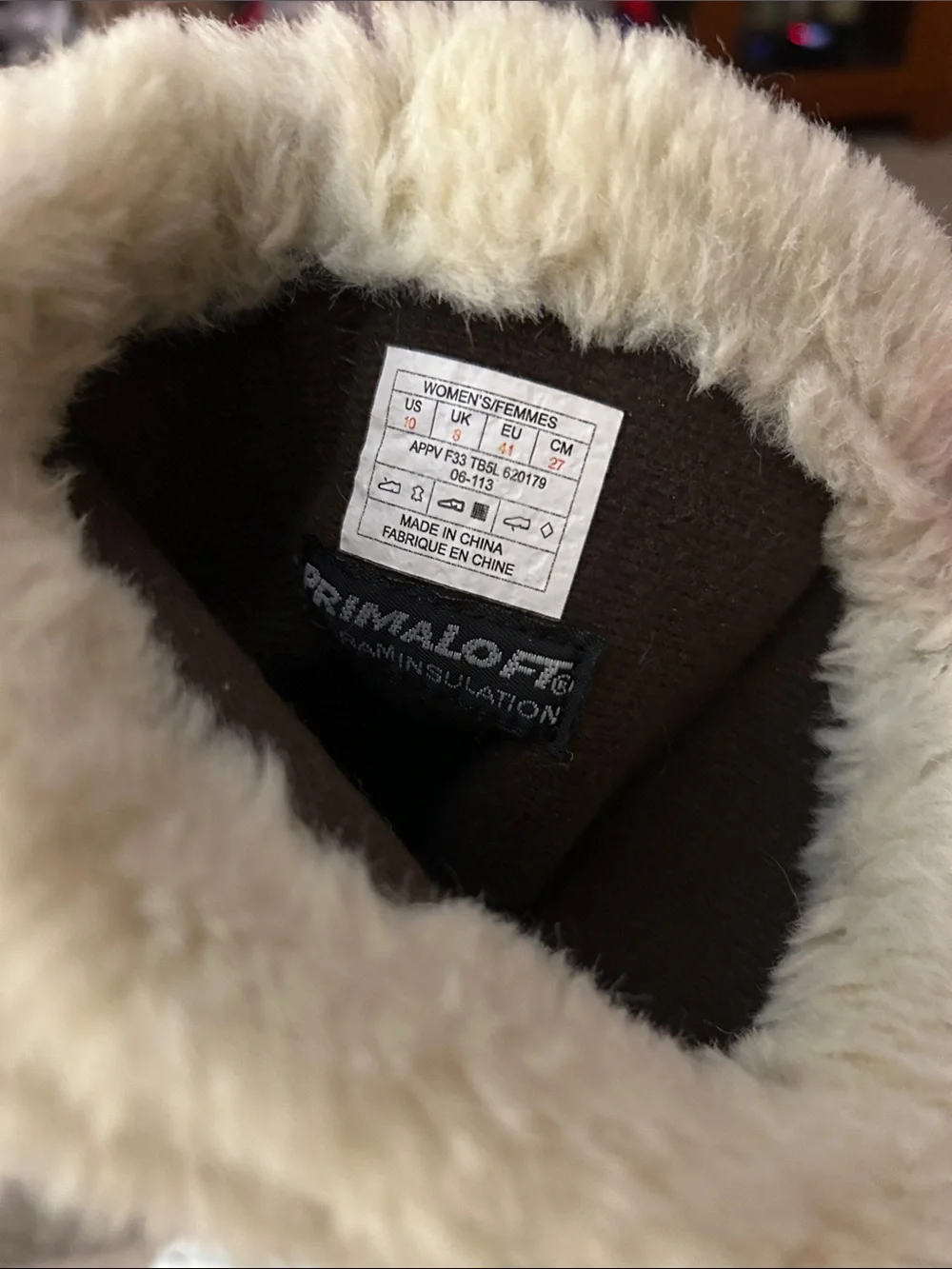 The North Face Abby III shearling snow boots in tan suede, Size 10